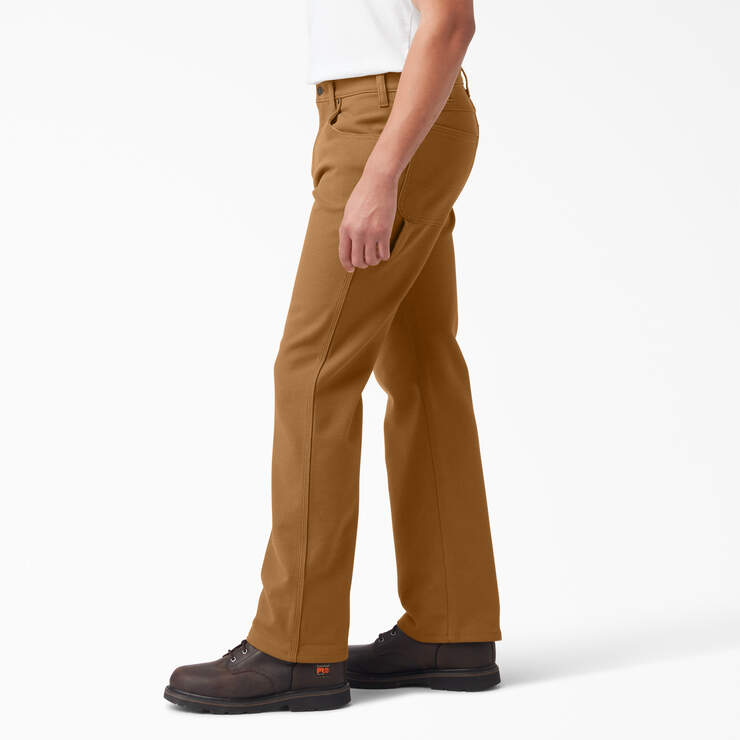FLEX Lined Regular Fit Duck Carpenter Pants - Rinsed Brown Duck (RBD) image number 3