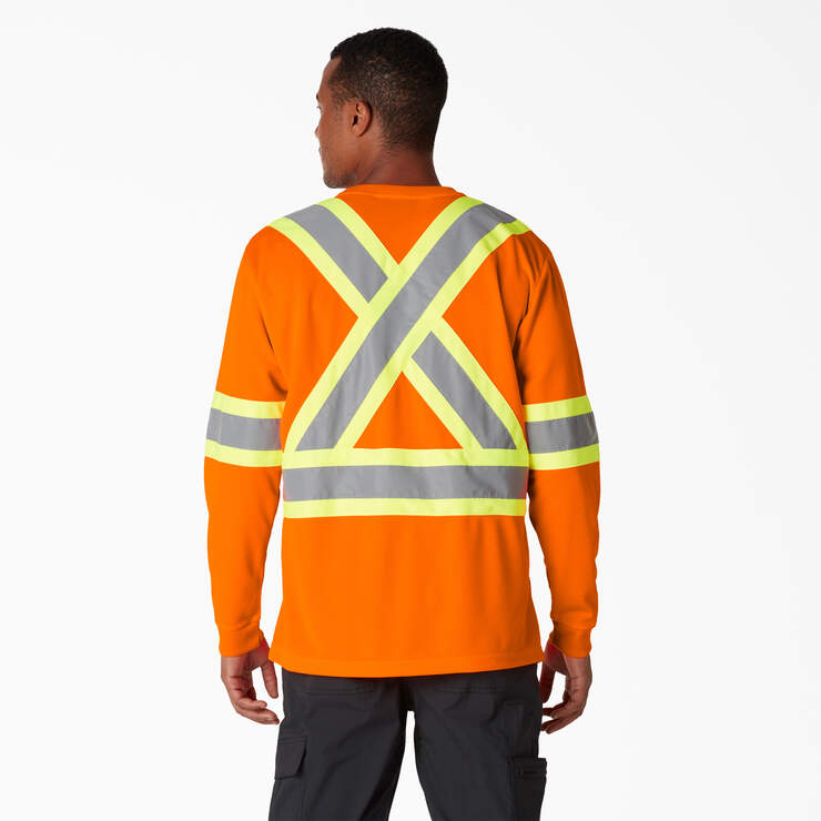 Hi Vis Safety Long Sleeve T-Shirt - ANSI Orange (AO) image number 2