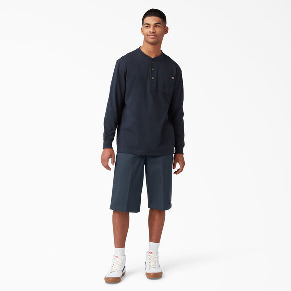 Heavyweight Long Sleeve Henley T-Shirt - Dark Navy &#40;DN&#41;