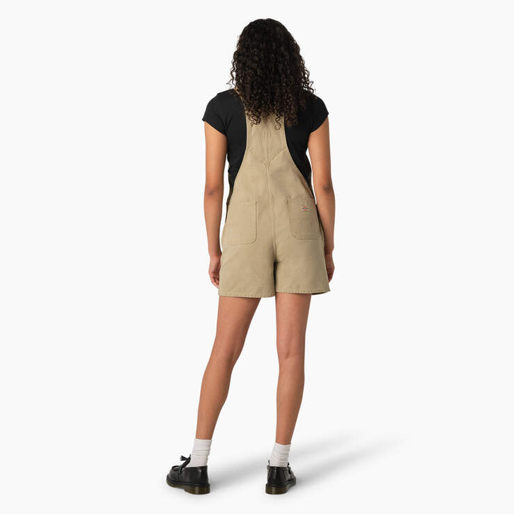 Women's Relaxed Fit Duck Bib Shortalls - Stonewashed Desert Sand (SDS) image number 2