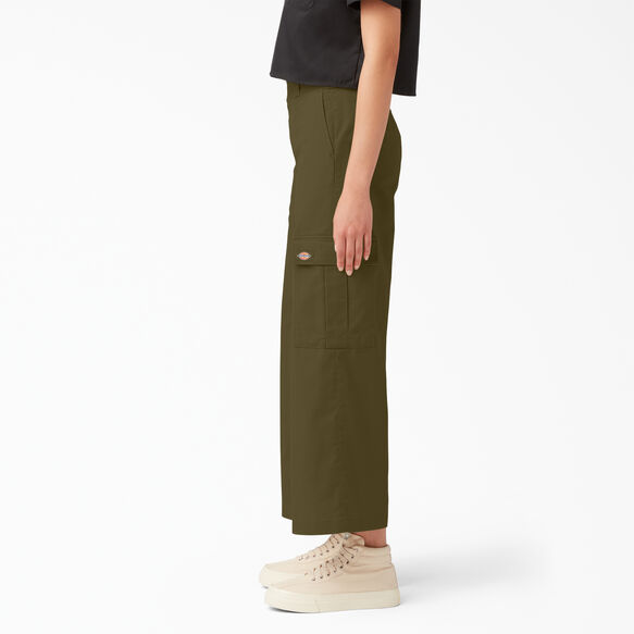 Women&#39;s Twill Cropped Cargo Pants - Stonewashed Military Green &#40;S2M&#41;