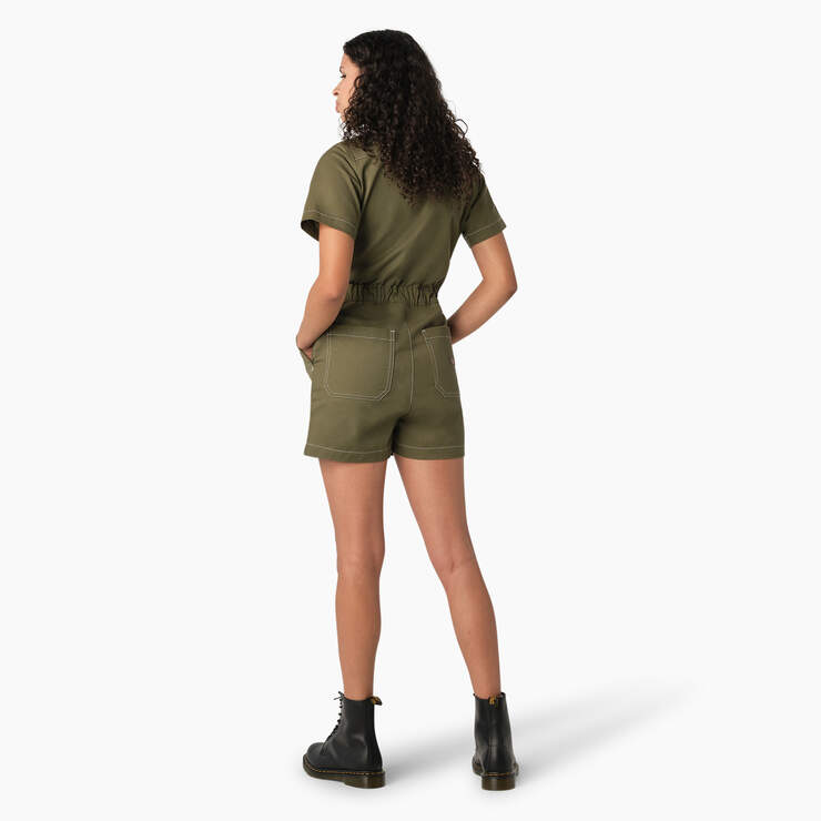 Women's Regular Fit Ripstop Shortalls - Military Green (ML) image number 2