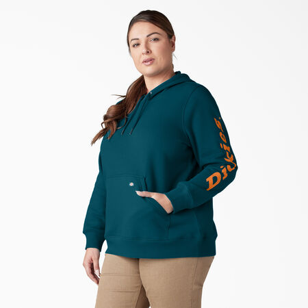 Women&#39;s Plus Water Repellent Sleeve Logo Hoodie - Deep Lagoon &#40;DGN&#41;