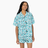 Women's Roseburg Short Sleeve Shirt - Blue Floral Print (GG2)