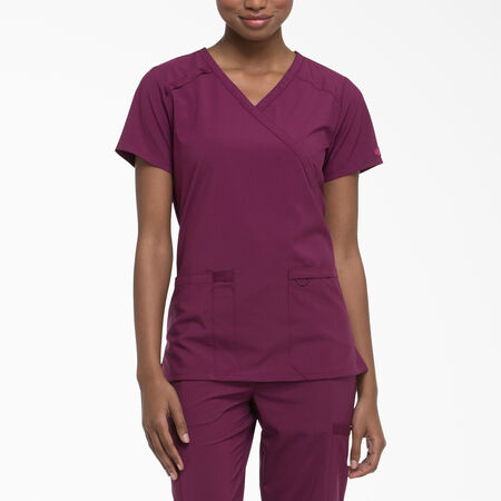 Women&#39;s EDS Essentials Mock Wrap Scrub Top - Wine &#40;WIN&#41;