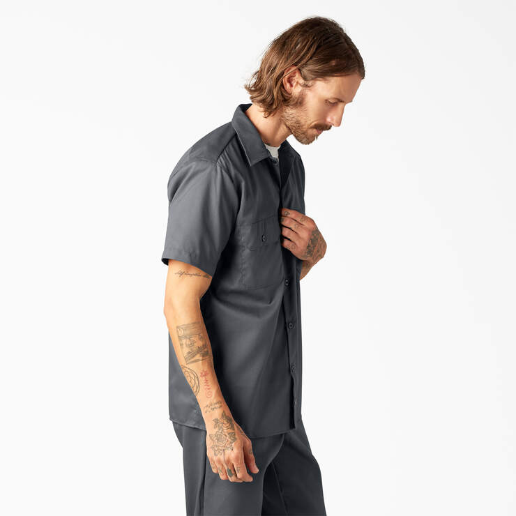 FLEX Slim Fit Short Sleeve Work Shirt - Charcoal Gray (CH) image number 4