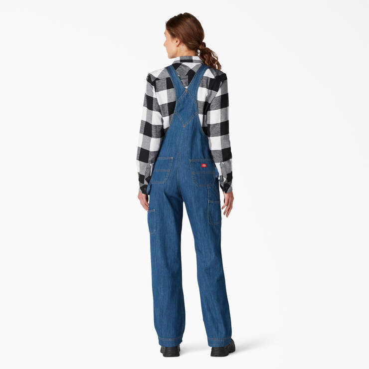 Women's Relaxed Fit Bib Overalls - Stonewashed Medium Blue (MSB) image number 2