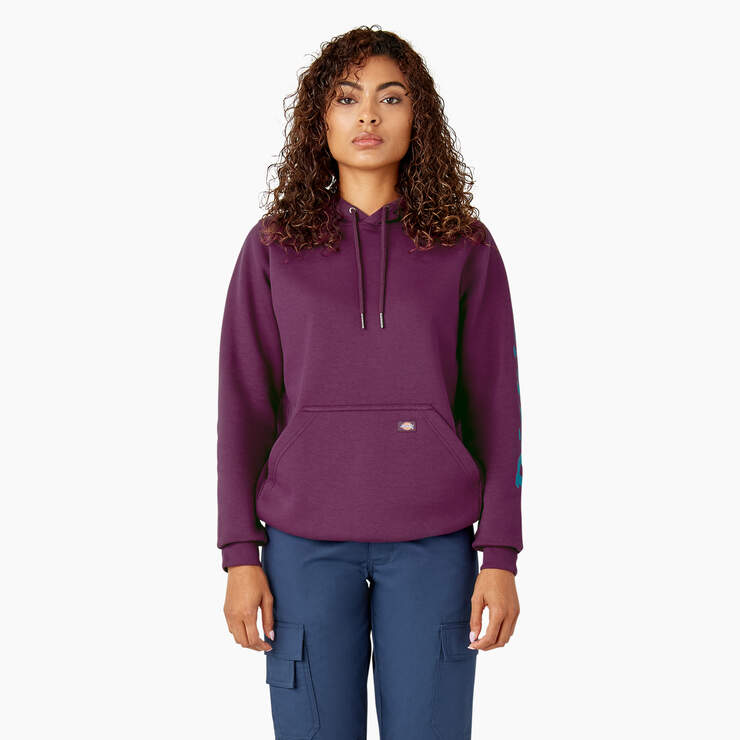 Women's Water Repellent Sleeve Logo Hoodie - Plum Caspia (PMC) image number 3