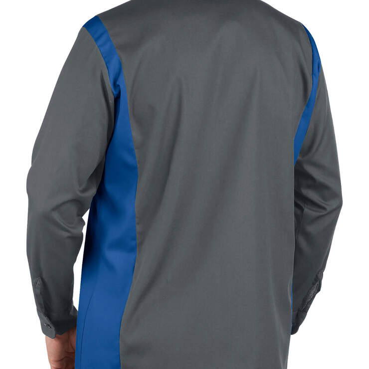 Industrial Color Block Long Sleeve Shirt - Charcoal/Royal Blue (CHRB) image number 2
