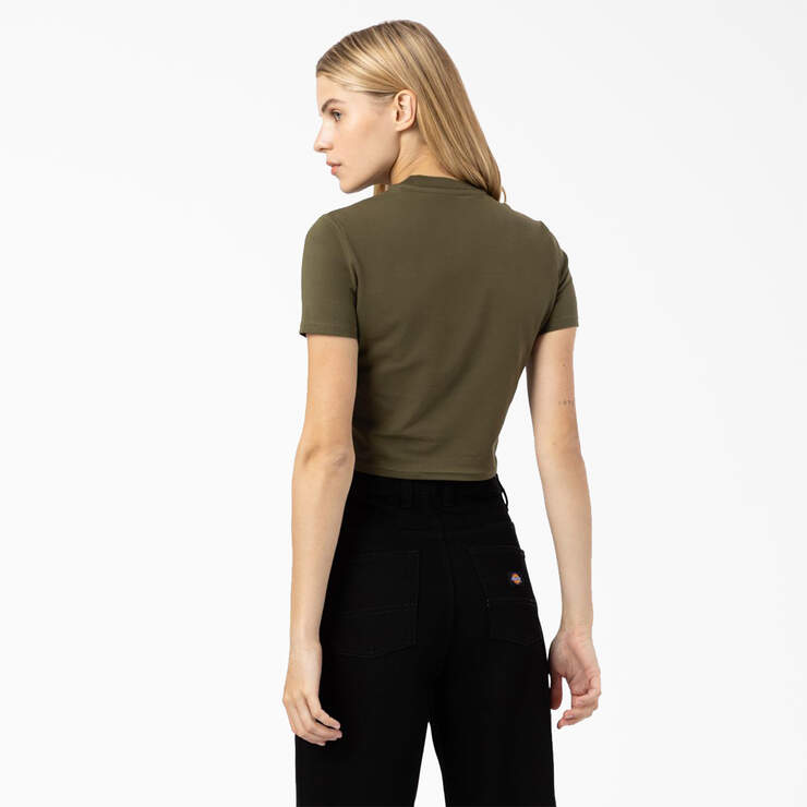 Women's Maple Valley Logo Cropped T-Shirt - Military Green (ML) image number 2