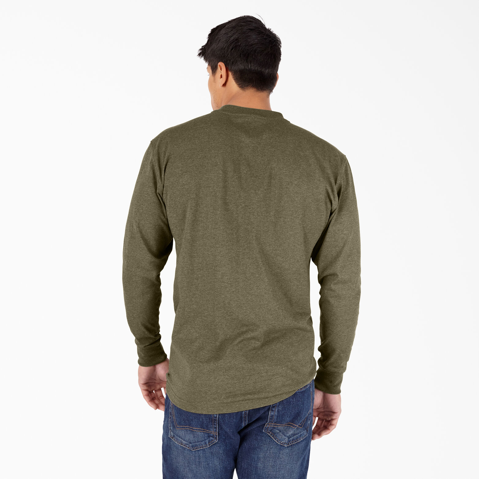 Long Sleeve Heather Heavyweight Henley Shirt Dickies Us Military Green Heather M