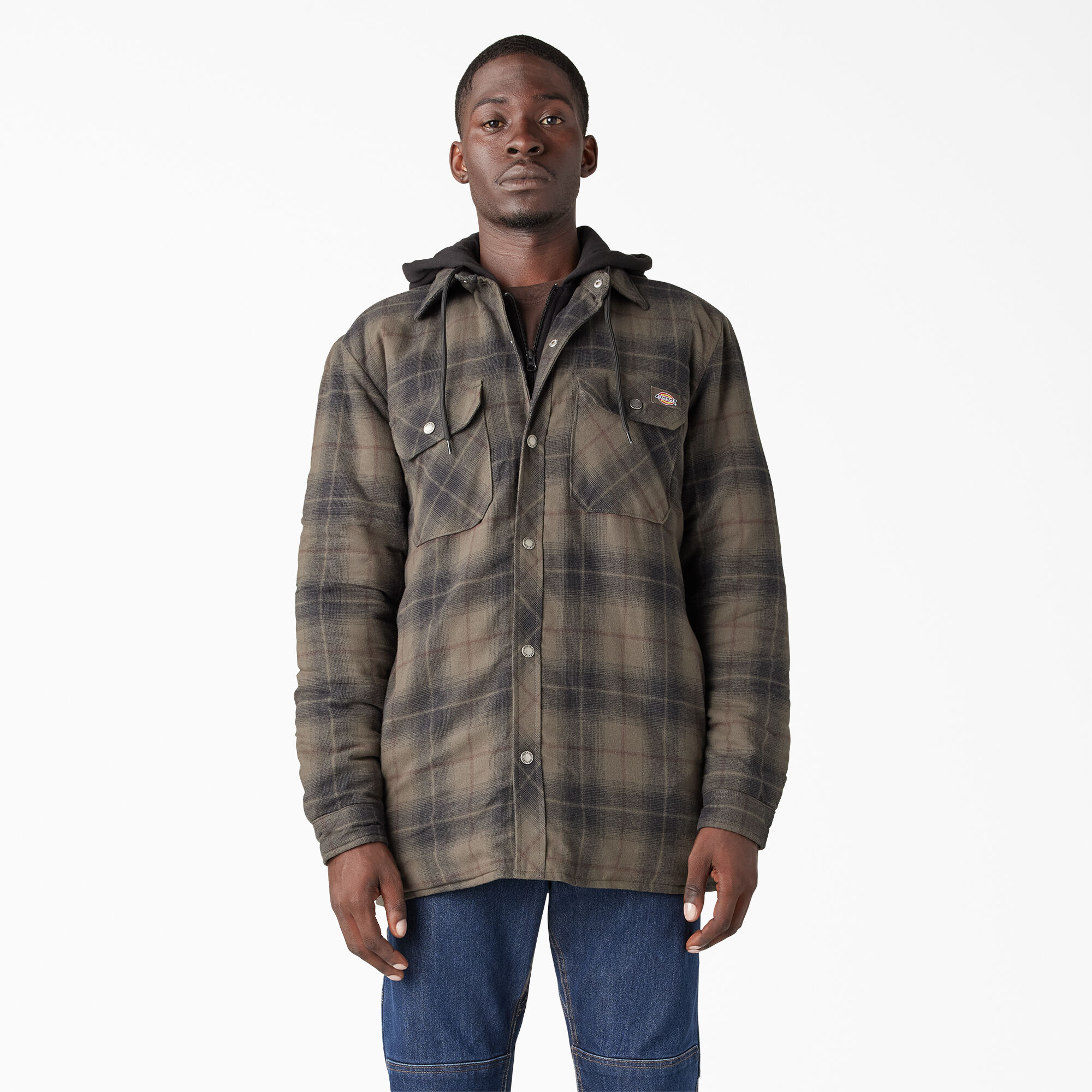 Men s Water Repellent Flannel Hooded Shirt Jacket Dickies US