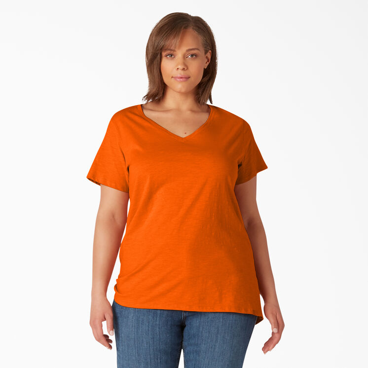 Women&#39;s Plus Short Sleeve V-Neck T-Shirt - Scarlet Ibis &#40;S2S&#41;