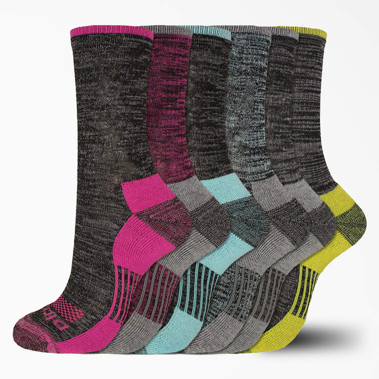 Women's Moisture Control Free Run Crew Socks, Size 6-9, 6-Pack - Black (BK) image number 1