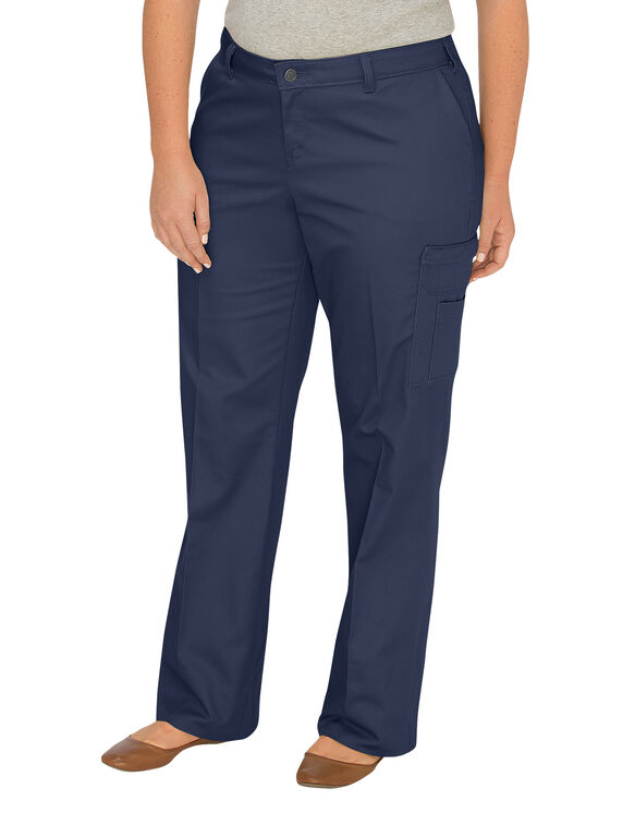 Women's Fit Straight Leg Cargo Pants (Plus) , Navy Blue 18W