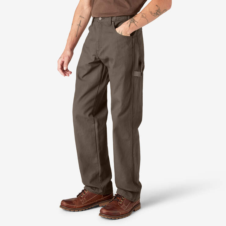 Relaxed Fit Heavyweight Duck Carpenter Pants - Rinsed Mushroom (RMR1) image number 3