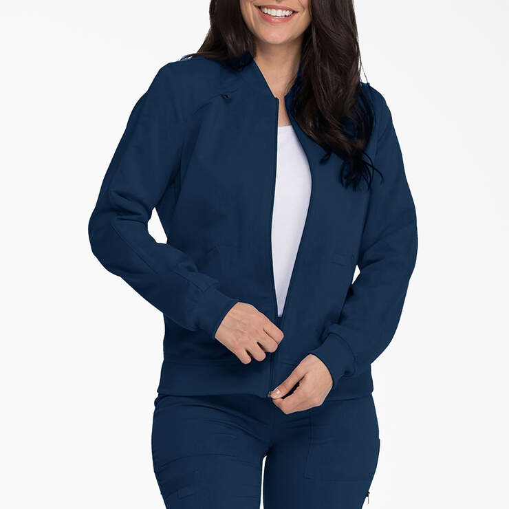 Women's Balance Zip Front Scrub Jacket - Navy Blue (NVY) image number 1
