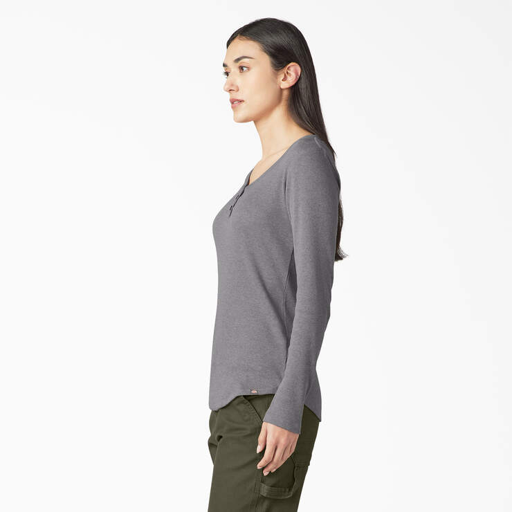 Women's Henley Long Sleeve Shirt - Graphite Gray (GAD) image number 3