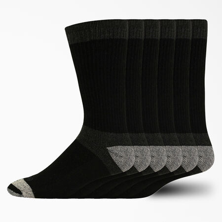Max Cushion Crew Socks, Size 6-12, 6-Pack - Black &#40;BK&#41;