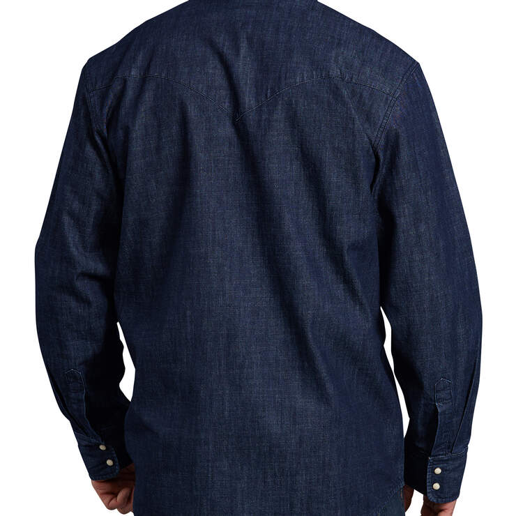 Relaxed Fit Icon Long Sleeve Denim Western Shirt - Rinsed Indigo Blue (RNB) image number 2
