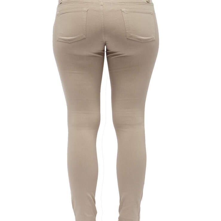 Dickies Girl Juniors' Plus Mock 5-Pocket Super Skinny Pants - Khaki (KHA) image number 2