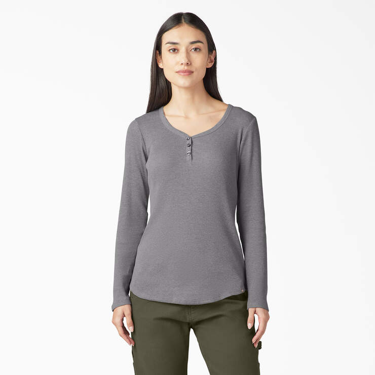 Women's Henley Long Sleeve Shirt - Graphite Gray (GAD) image number 1