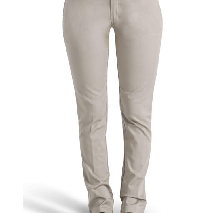 Dickies Girl Juniors' Curvey 4-Pocket Straight Leg Pants - Khaki (KHA) image number 1