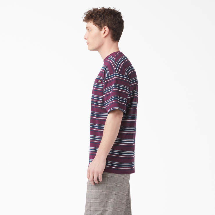 Relaxed Fit Striped Pocket T-Shirt - Grape Wine Stripe (GSW) image number 3