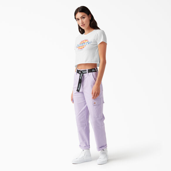 Women&rsquo;s Distressed Logo Cropped T-Shirt - White &#40;WH&#41;