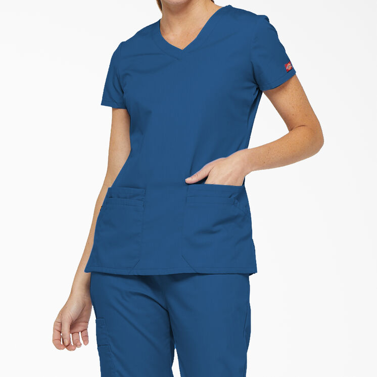 Women&#39;s EDS Signature V-Neck Scrub Top with Pen Slot - Royal Blue &#40;RB&#41;