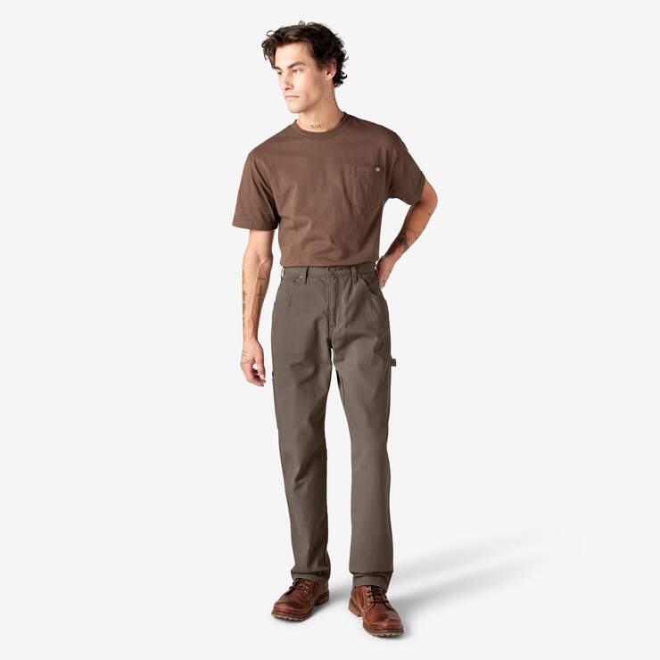 Relaxed Fit Heavyweight Duck Carpenter Pants - Rinsed Mushroom (RMR1) image number 5