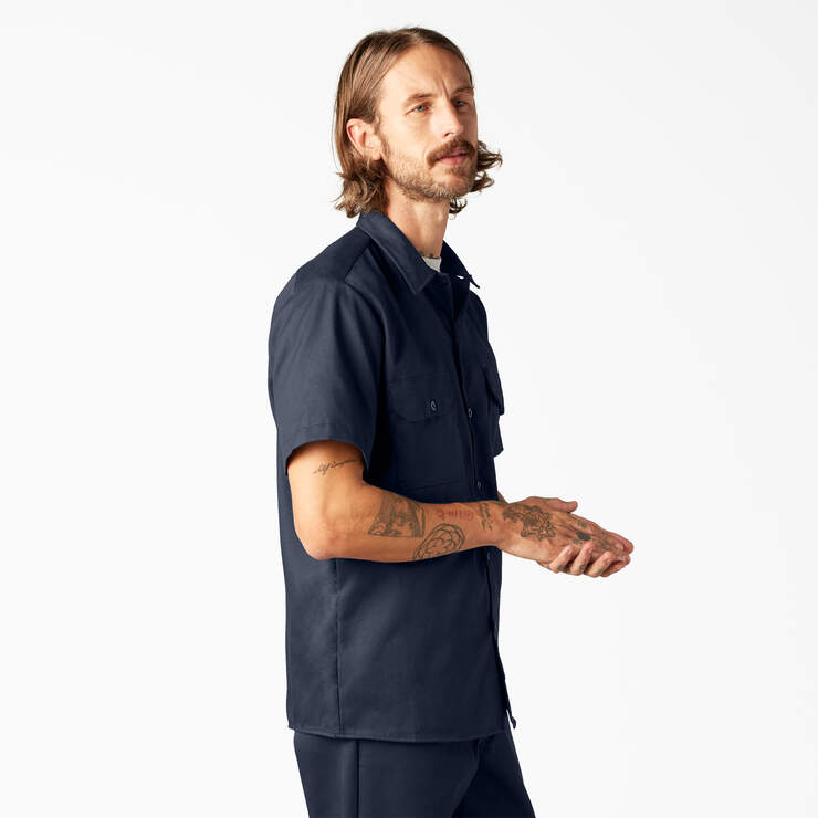 FLEX Slim Fit Short Sleeve Work Shirt - Dark Navy (DN) image number 4