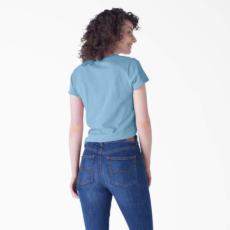 Women's Short Sleeve V-Neck T-Shirt - Dusty Blue (DL) image number 2