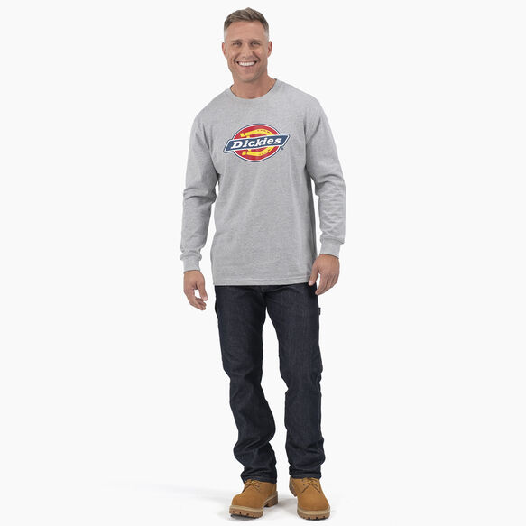 Tri-Color Logo Graphic Long Sleeve T-Shirt - Heather Gray &#40;HG&#41;