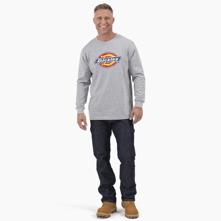 Tri-Color Logo Graphic Long Sleeve T-Shirt - Heather Gray (HG) image number 3