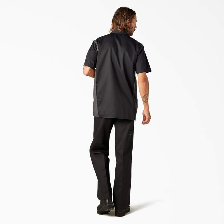 Two-Tone Short Sleeve Work Shirt - Black Dark Gray Tone (BKCH) image number 6