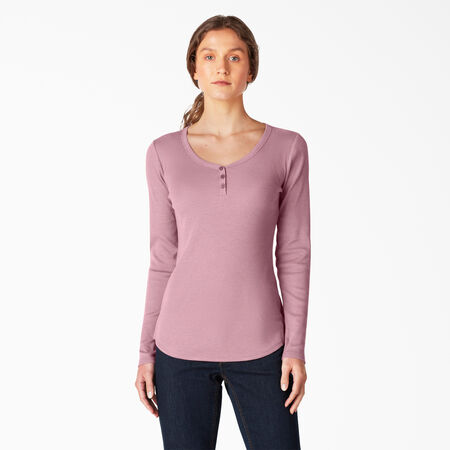 Women&#39;s Henley Long Sleeve Shirt - Dusty Orchid &#40;KDD&#41;