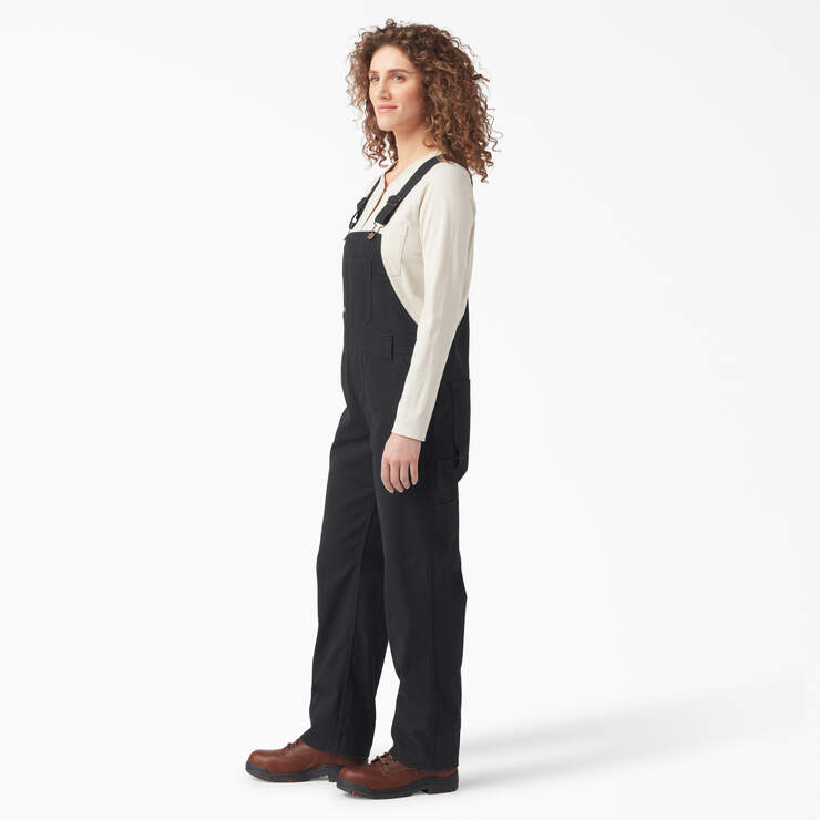 Women's Relaxed Fit Bib Overalls - Rinsed Black (RBK) image number 3