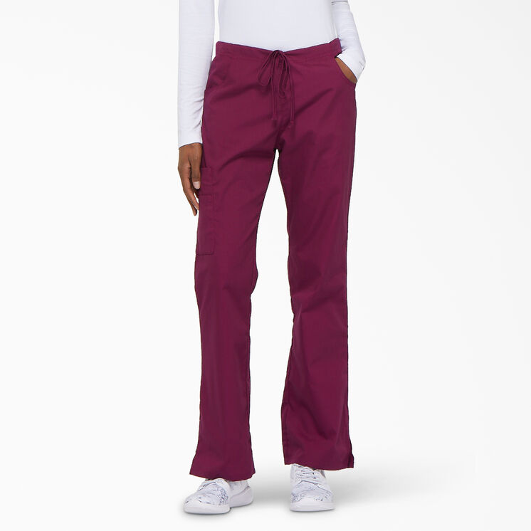 Women&#39;s EDS Signature Flare Leg Cargo Scrub Pants - Wine &#40;WIN&#41;