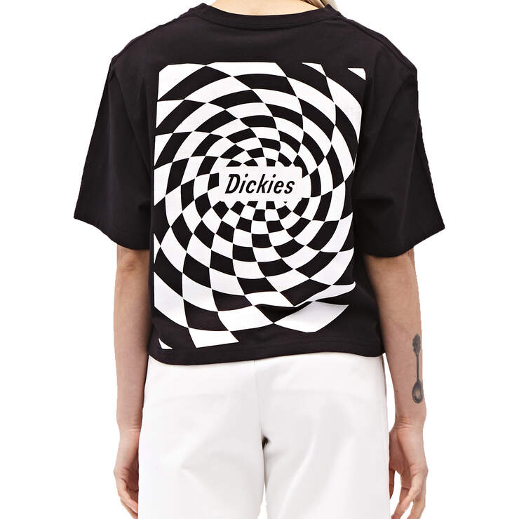Dickies Girl Juniors' Spiral Check Short Sleeve T-Shirt - Black/White (BKW) image number 2
