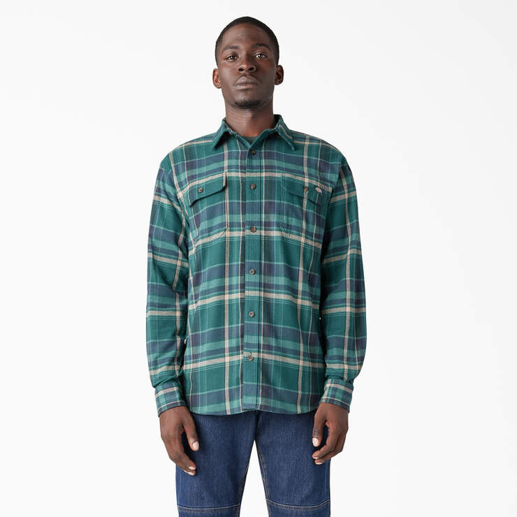 FLEX Long Sleeve Flannel Shirt - Forest Green/Multi Plaid (A2J) image number 1