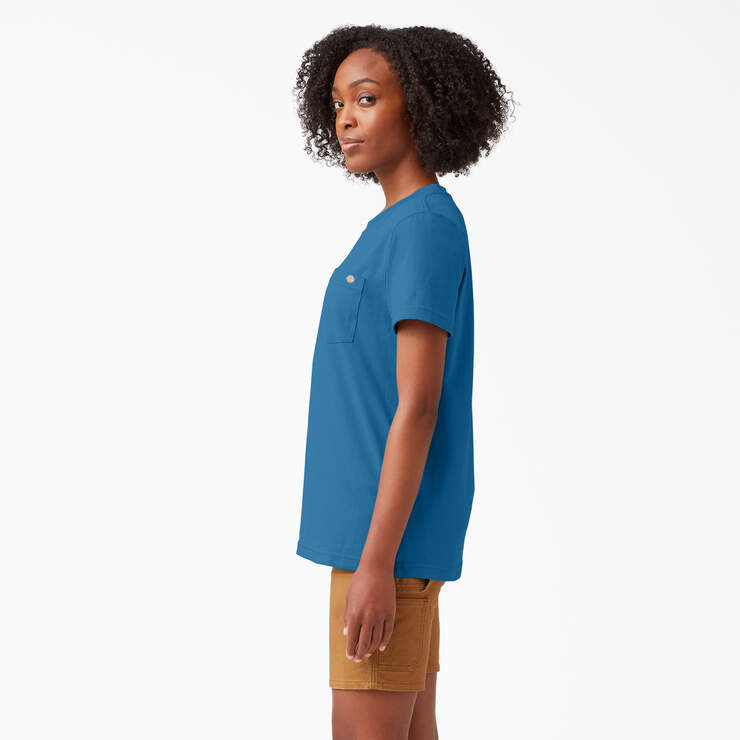 Women's Heavyweight Short Sleeve Pocket T-Shirt - Vallarta Blue (V2B) image number 3