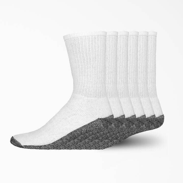 Stain Resister Crew Socks, Size 6-12, 6-Pack - White &#40;WH&#41;