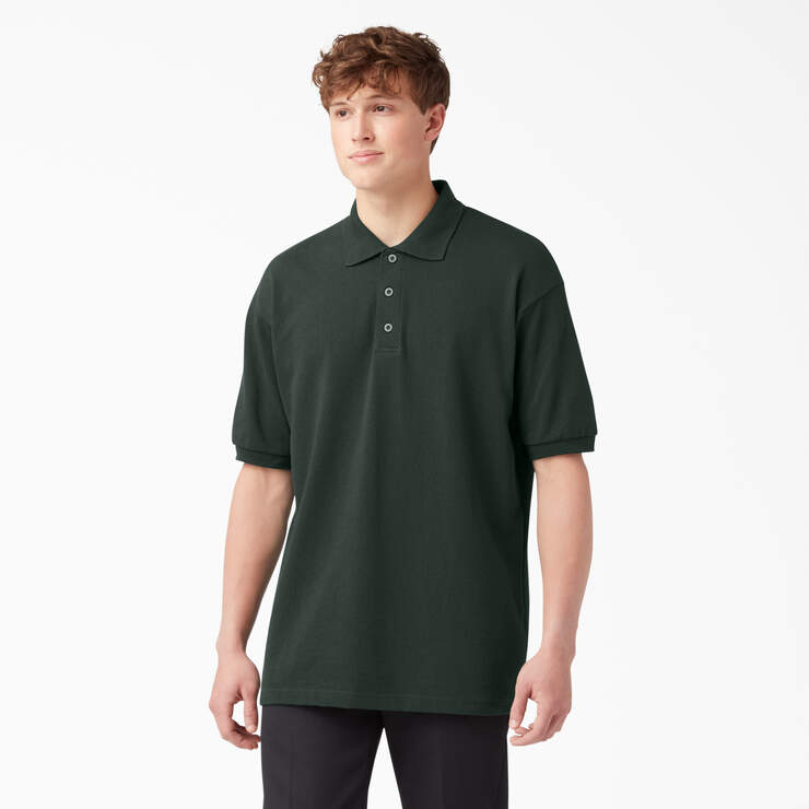 Adult Size Piqué Short Sleeve Polo - Hunter Green (GH) image number 1
