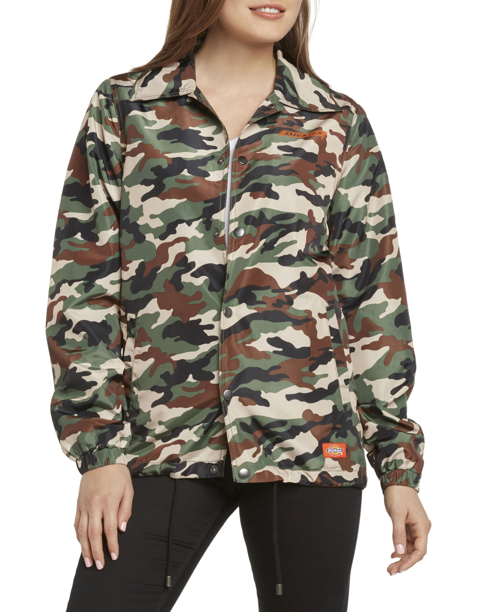 Dickies Girl Juniors Camo Snap Front Wind Breaker Jacket
