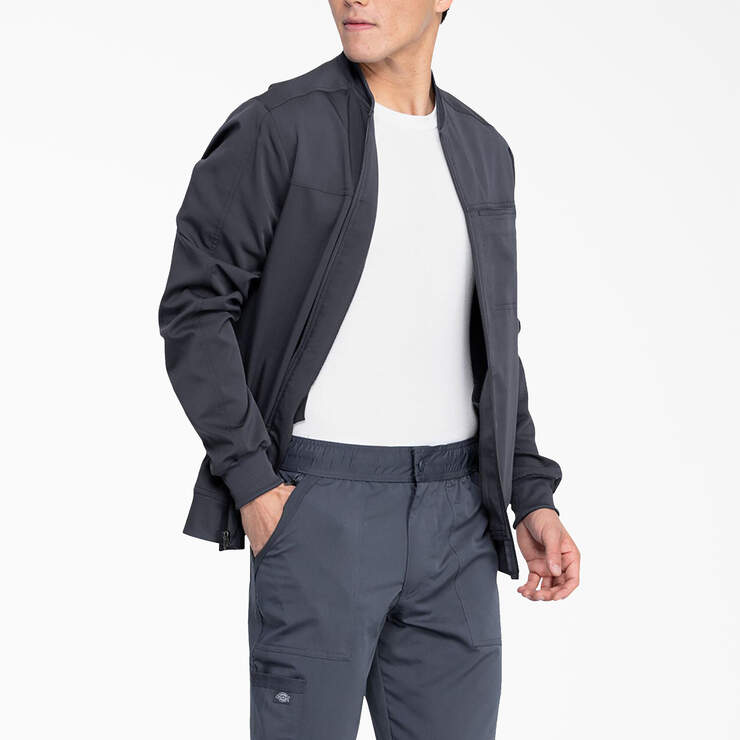 Men's Balance Zip Front Scrub Jacket - Pewter Gray (PEW) image number 4