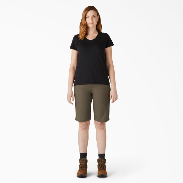 Women&rsquo;s Relaxed Fit Duck Carpenter Shorts, 11&quot; - Rinsed Moss Green &#40;RMS&#41;