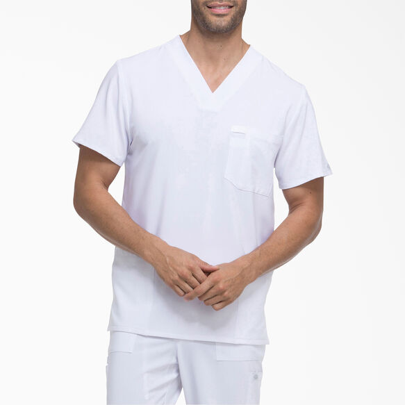 Men&#39;s EDS Essentials V-Neck Scrub Top with Patch Pockets - White &#40;DWH&#41;