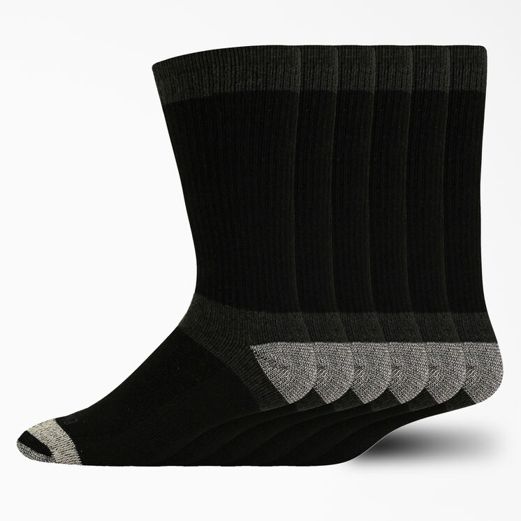 Max Cushion Crew Socks, Size 6-12, 6-Pack - Black (BK)
