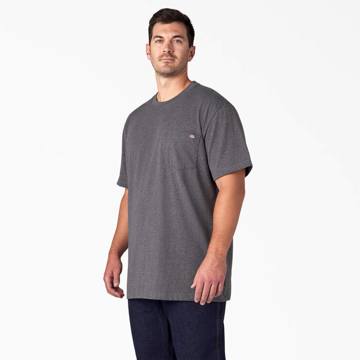 Heavyweight Heathered Short Sleeve Pocket T-Shirt - Charcoal Gray Heather (CGH) image number 6